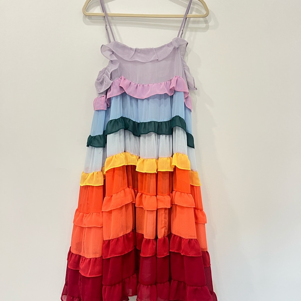 Storia Multicolored Ruffled Tiered Midi Sundress